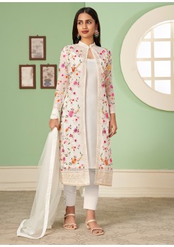 White  Pure Georgette Salwar Kameez
